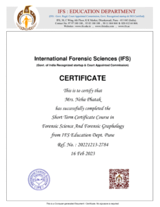 Certified Forensic Handwriting Expert in Mumbai - Neha Phatak Rakshas